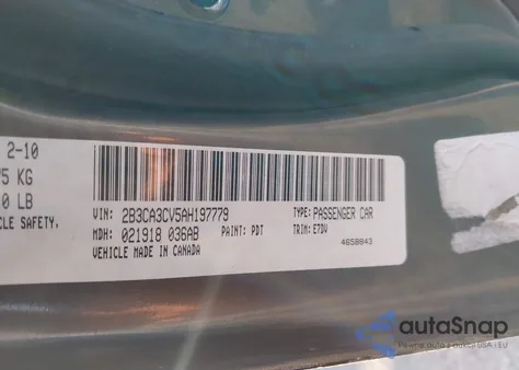 2010 Dodge Charger Sxt из США, поврежденный, VIN 2B3CA3CV5AH197779